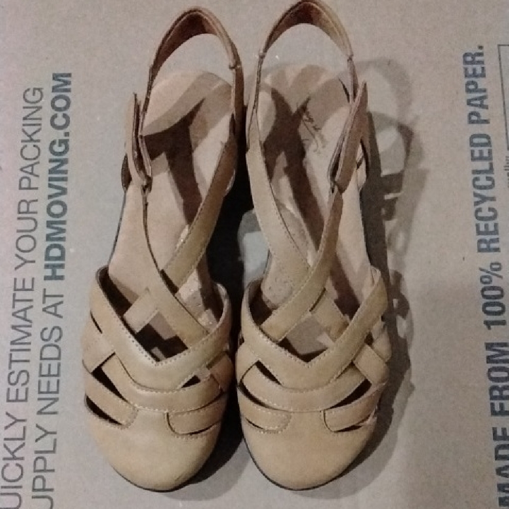 easy street Taupe Woven Slingback Sandals